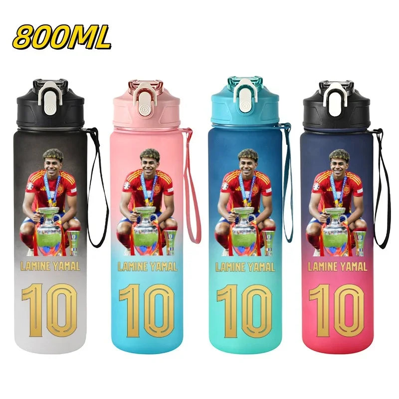 800ML Lamine Yamal Football Star Sports Water Bottle With Straw