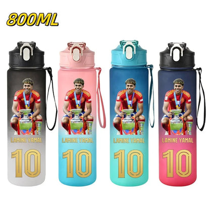 800ML Lamine Yamal Football Star Sports Water Bottle With Straw