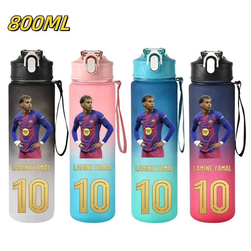 800ML Lamine Yamal Football Star Sports Water Bottle With Straw
