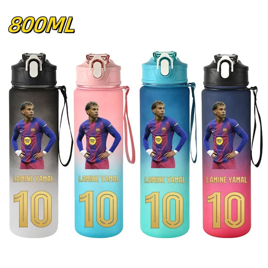 800ML Lamine Yamal Football Star Sports Water Bottle With Straw