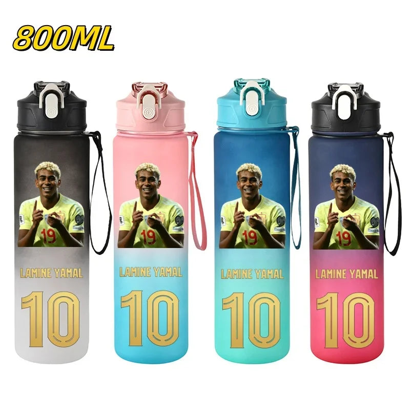 800ML Lamine Yamal Football Star Sports Water Bottle With Straw