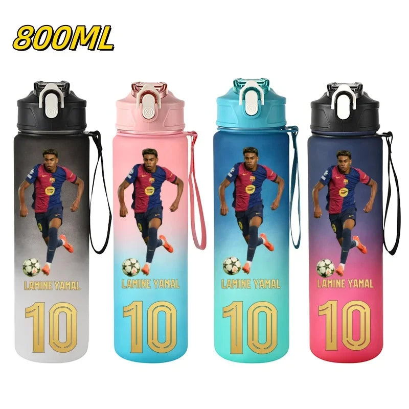 800ML Lamine Yamal Football Star Sports Water Bottle With Straw