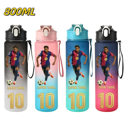 800ML Lamine Yamal Football Star Sports Water Bottle With Straw