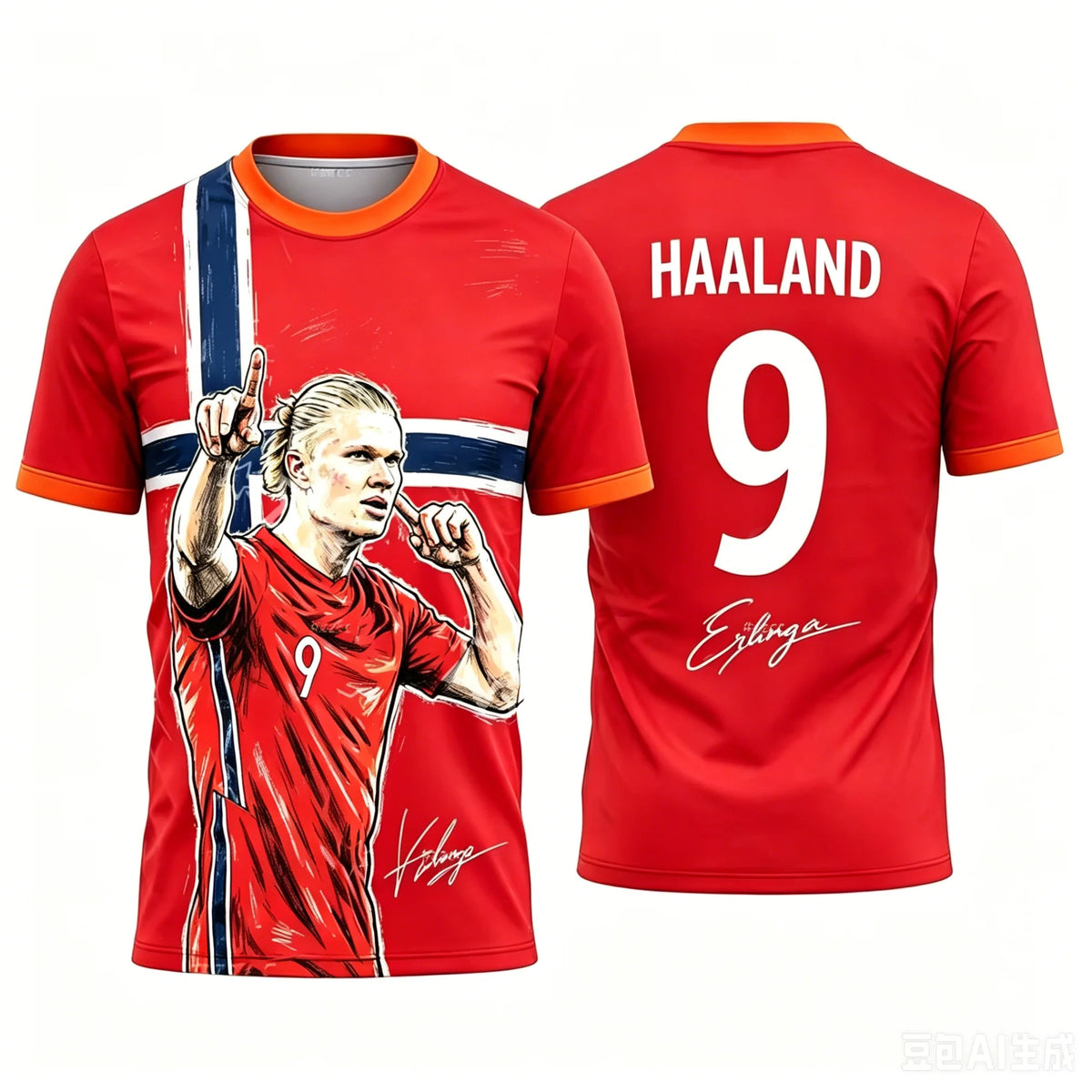 Erling Haaland Elite Young Soccer Jersey with Norway Flag Design
