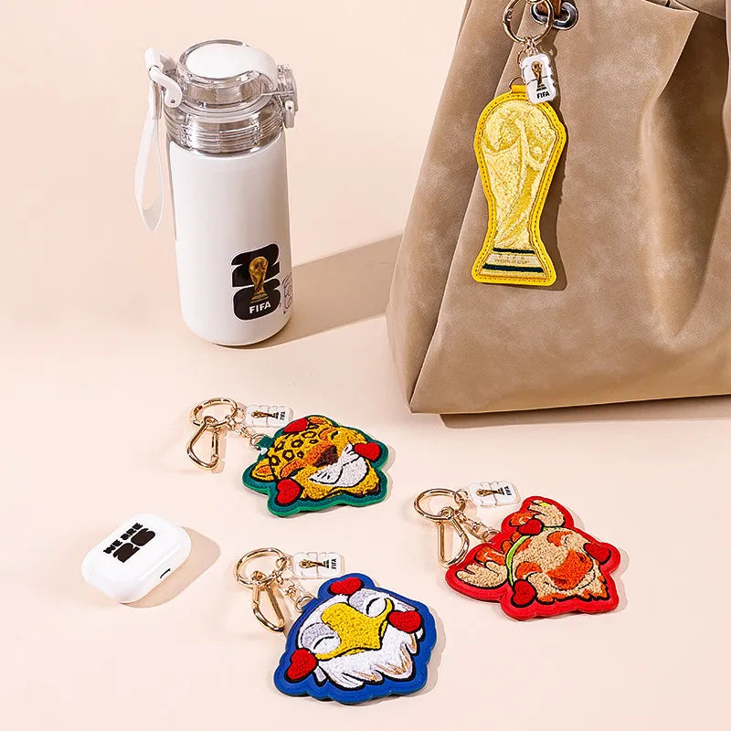 FIFA 2026 World Cup Trophy Keychain, Towel Embroidery Cute Bag Charm