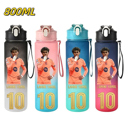 800ML Lamine Yamal Football Star Sports Water Bottle With Straw