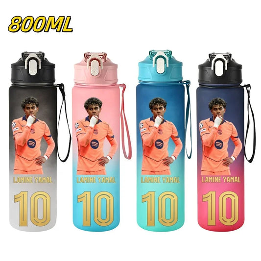 800ML Lamine Yamal Football Star Sports Water Bottle With Straw