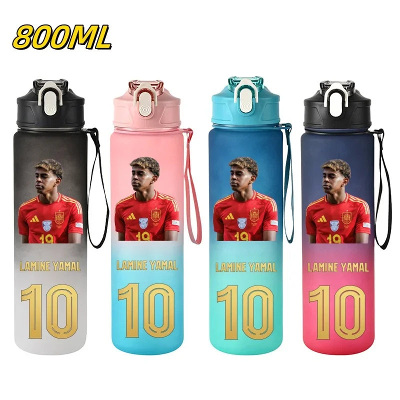 800ML Lamine Yamal Football Star Sports Water Bottle With Straw