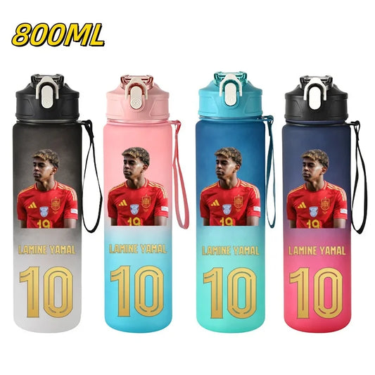 800ML Lamine Yamal Football Star Sports Water Bottle With Straw