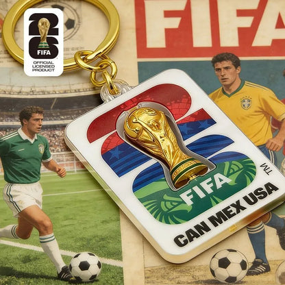 FIFA 2026 World Cup 3D Rotatable Golden Trophy Three Nations Keychain
