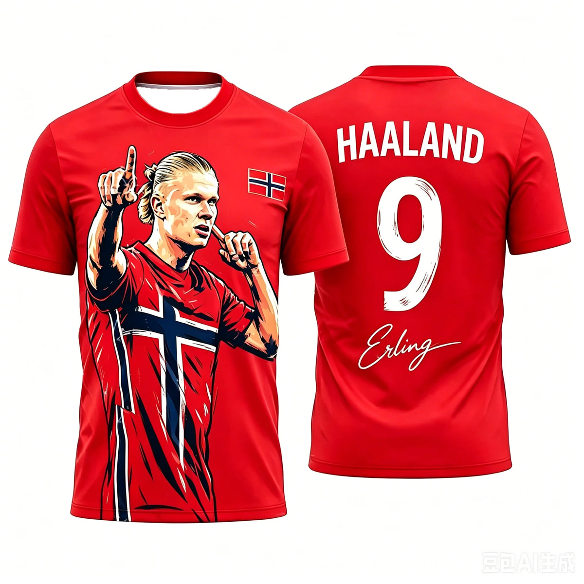 Erling Haaland Elite Young Soccer Jersey with Norway Flag Design