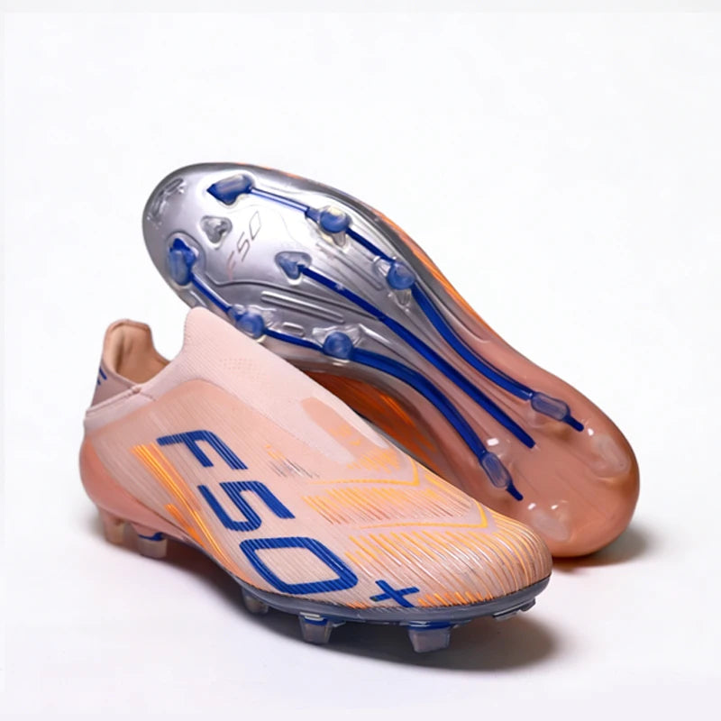 T36 High Quality No-lace Mens Football Boots F50 FG/TF Boys Turf Training Soccer Cleats Laceless Non Slip Football Shoes 35-45