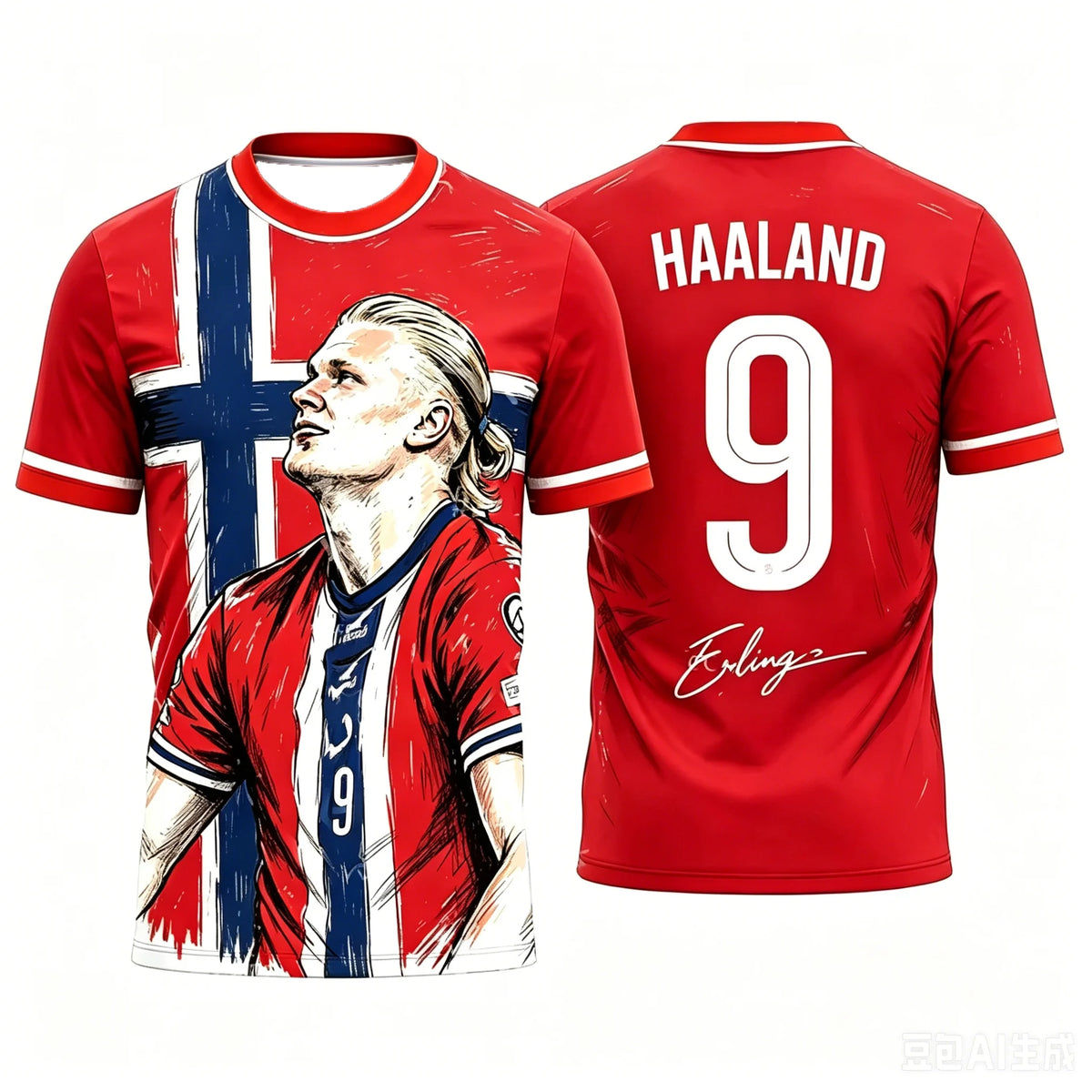 Erling Haaland Elite Young Soccer Jersey with Norway Flag Design