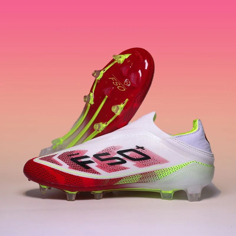 T36 High Quality No-lace Mens Football Boots F50 FG/TF Boys Turf Training Soccer Cleats Laceless Non Slip Football Shoes 35-45