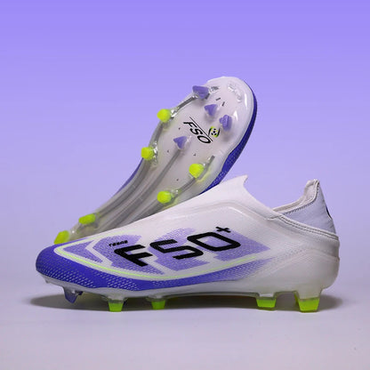 T36 High Quality No-lace Mens Football Boots F50 FG/TF Boys Turf Training Soccer Cleats Laceless Non Slip Football Shoes 35-45